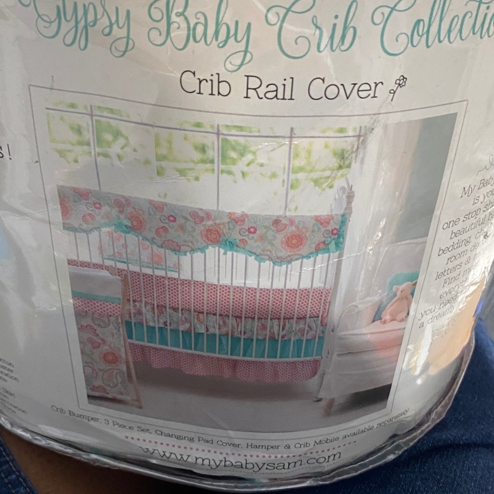 Crib Rail Cover - Pink and Blue Floral
